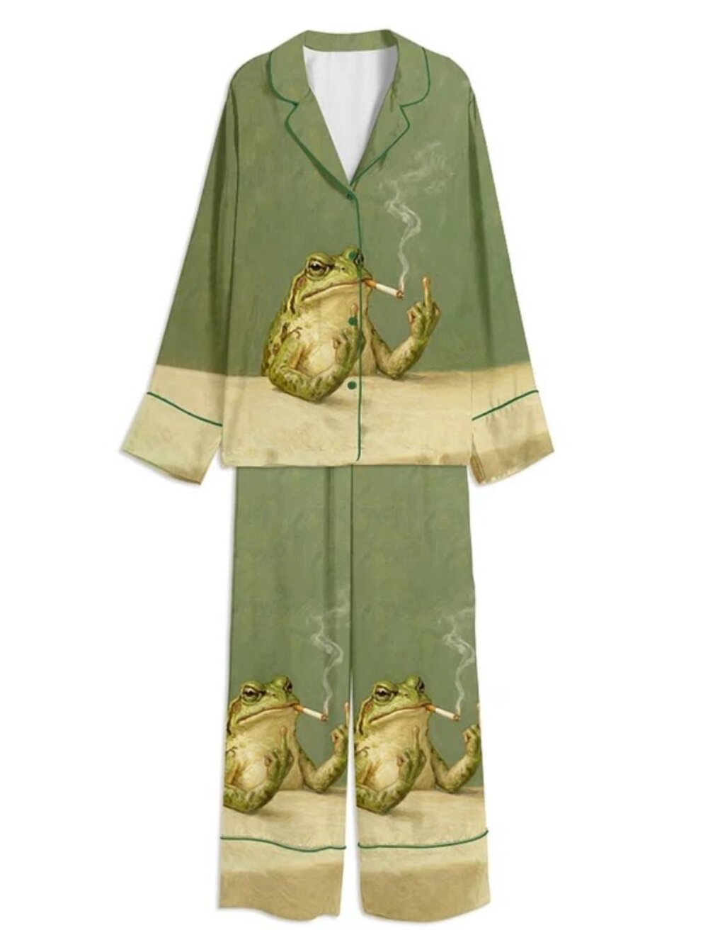 Tokyover | NWOT | Vintage Frog Smoking Frog Satin set, Size: S